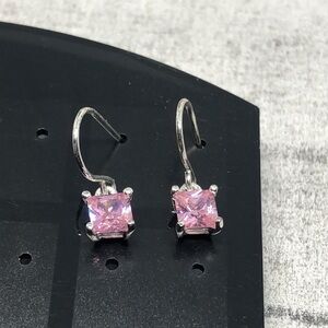 Sterling silver 925  pink earrings timeless style casual everyday fine jewelry.